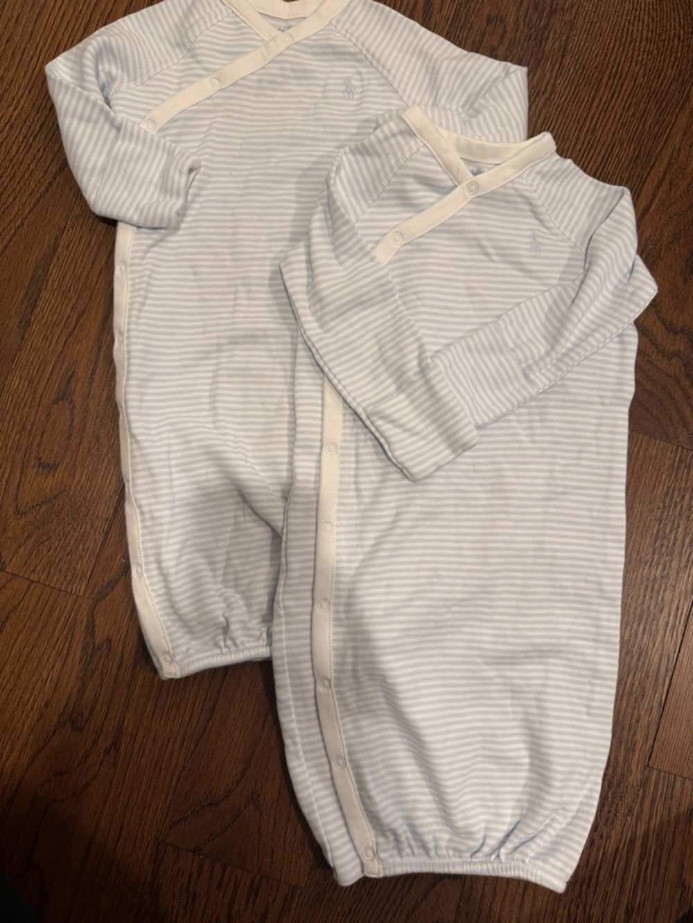 Ralph Lauren Polo Blue and White Striped Infant Gown